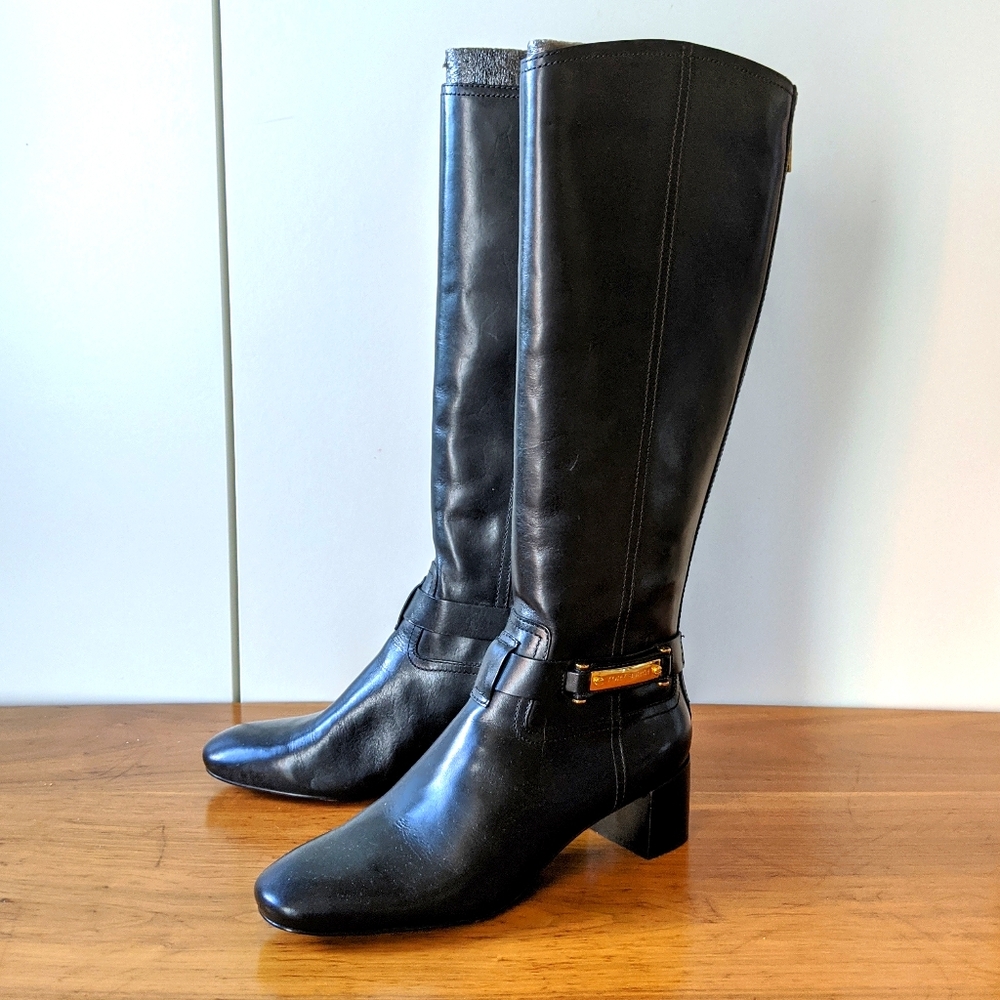 Tory Burch Black Leather Riding Boots
